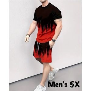 NWOT Men’s Sz 5XL 2 Pc Print Outfit Set - Short Sleeve T-Shirt and Shorts
